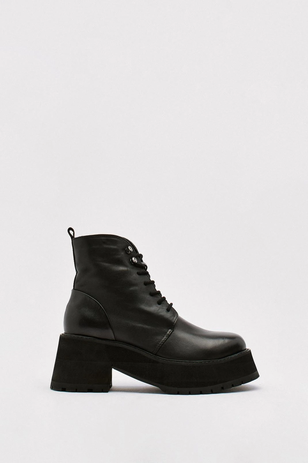 Leather Chunky Ankle Lace Up Boots - Image 3