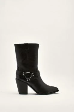 Leather Harness Western Boots 8 Leather Harness Western Boots -Nasty Gal Sales Store womens black leather harness western boots 2