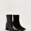 Leather Split Square Toe Ankle Boots