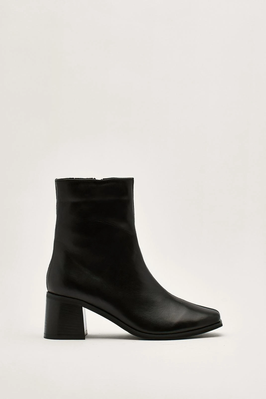 Leather Split Square Toe Ankle Boots - Image 4