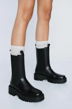 Leather Square Toe Chelsea Boots 9 Leather Square Toe Chelsea Boots -Nasty Gal Sales Store womens black leather square toe chelsea boots 3