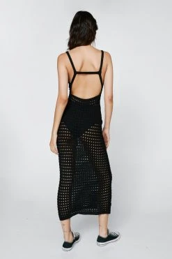 Low Back Stitch Effect Strappy Dress 8 Low Back Stitch Effect Strappy Dress -Nasty Gal Sales Store womens black low back stitch effect strappy dress 2
