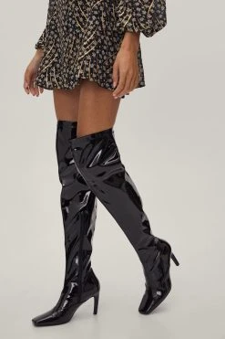 Alternative view of Patent Faux Leather Over The Knee Block Heel Boots