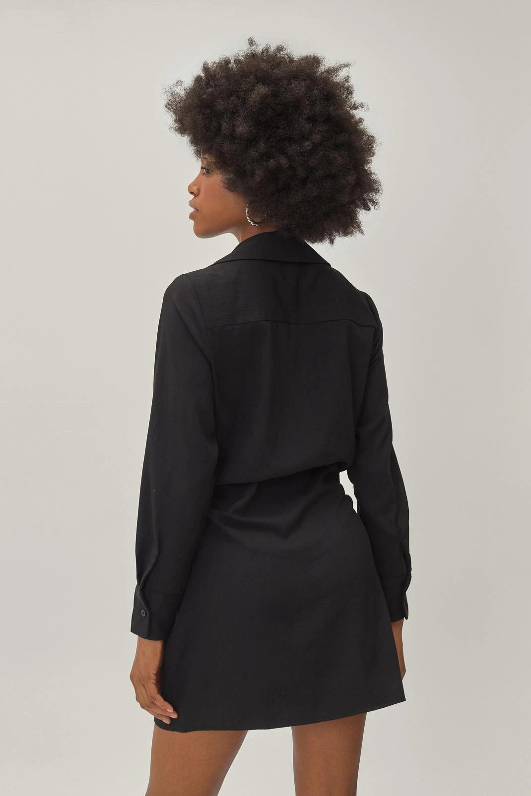 Petite Knot Front V Neck Mini Shirt Dress 8 Petite Knot Front V Neck Mini Shirt Dress - Image 6