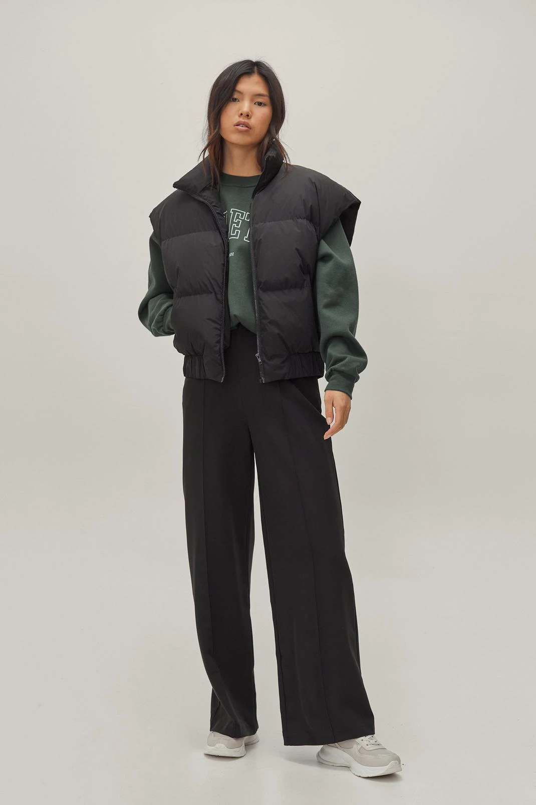 Pintuck Detailed Wide Leg Tailored Pants - Image 5