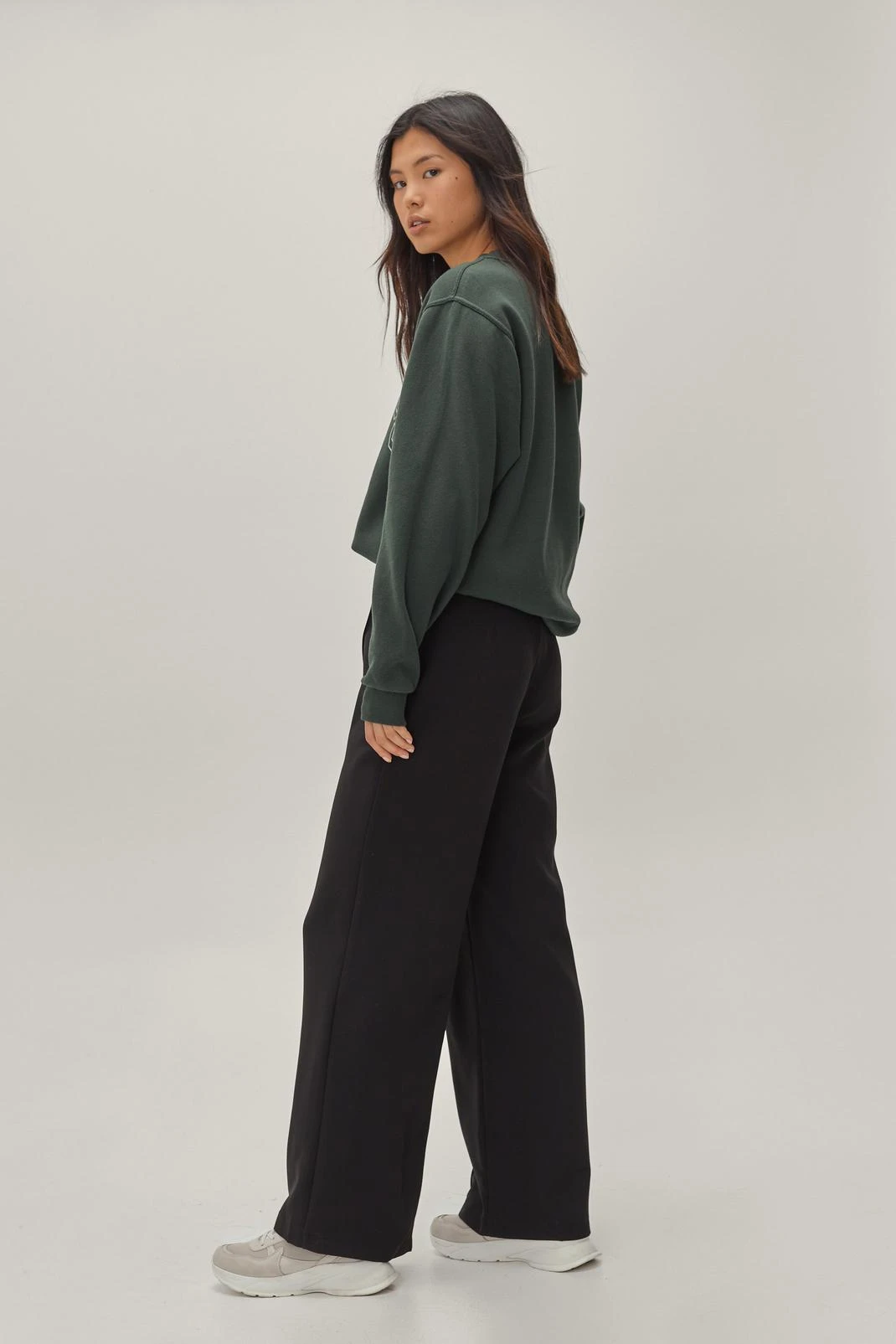 Pintuck Detailed Wide Leg Tailored Pants - Image 6