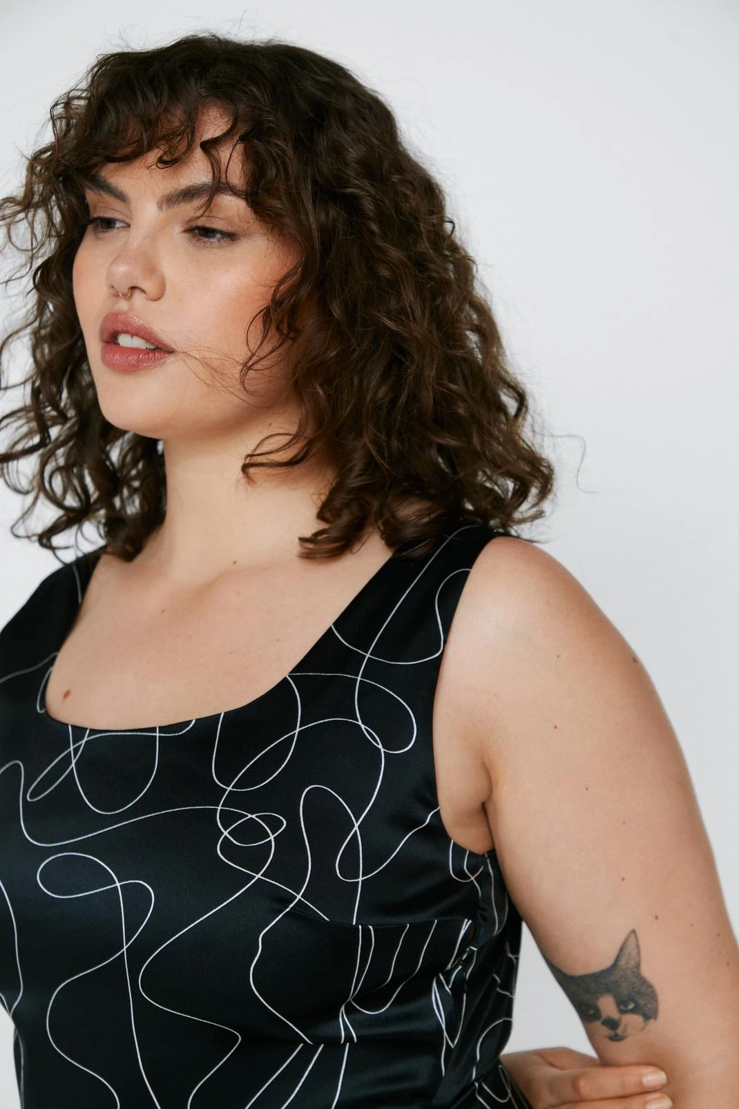 Plus Size Abstract Satin Mini Dress - Image 2