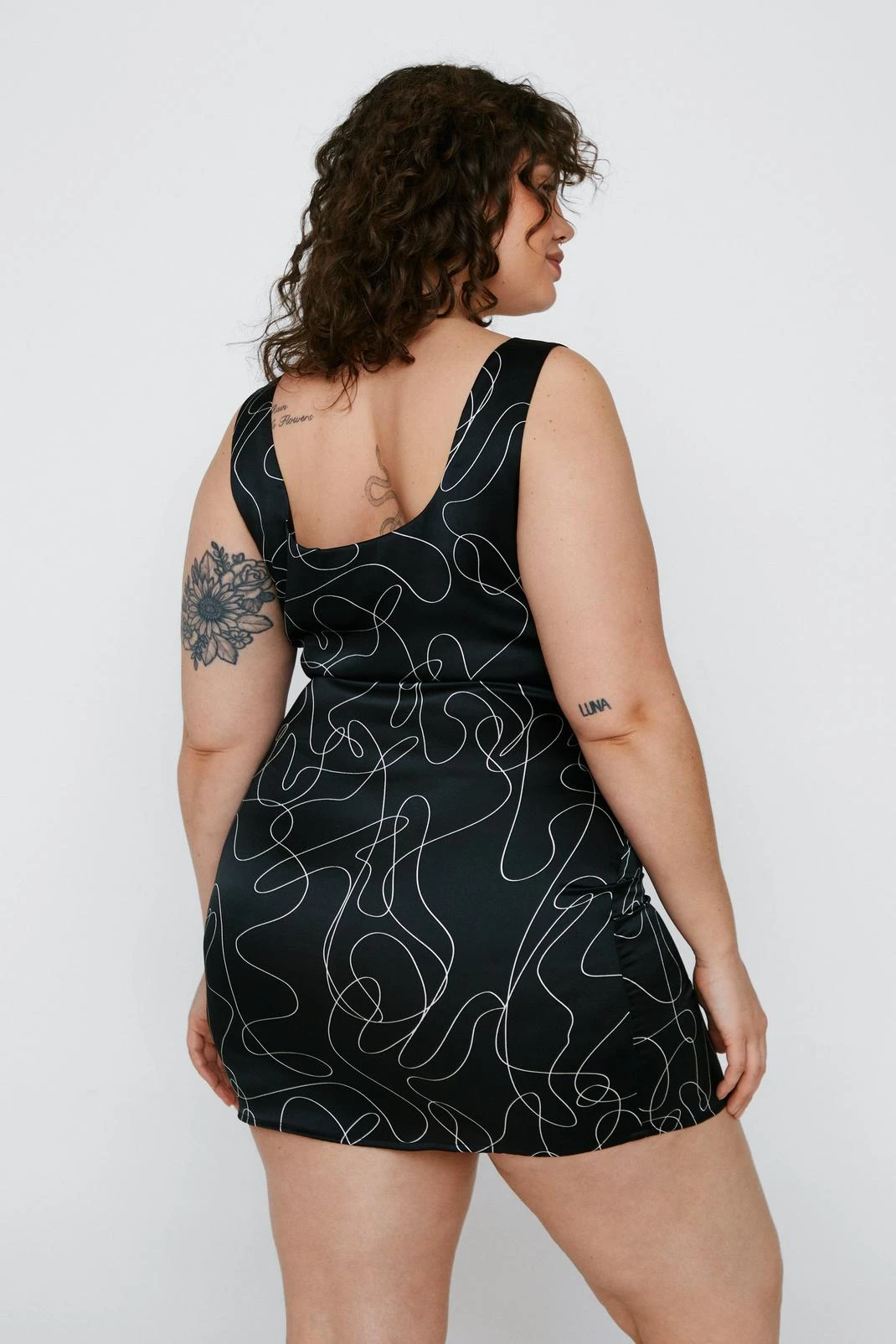 Plus Size Abstract Satin Mini Dress - Image 3