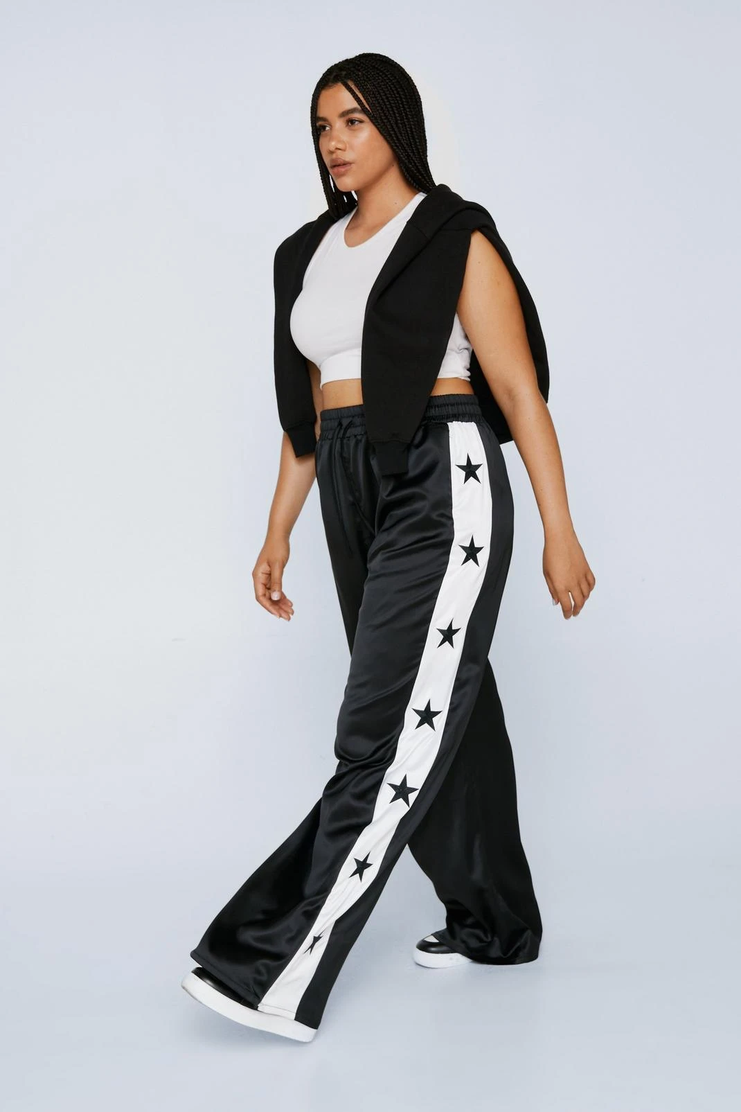 Plus Size Embroidered Star Satin Pants 4 Plus Size Embroidered Star Satin Pants - Image 2