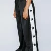 Plus Size Embroidered Star Satin Pants 1 Plus Size Embroidered Star Satin Pants -Nasty Gal Sales Store womens black plus size embroidered star satin pants