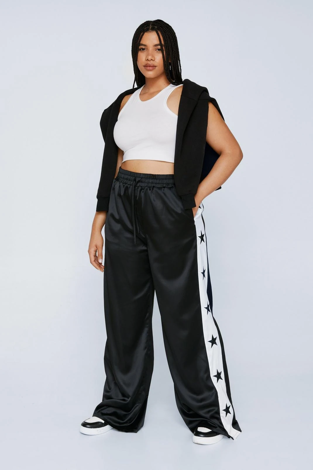 Plus Size Embroidered Star Satin Pants 6 Plus Size Embroidered Star Satin Pants - Image 4