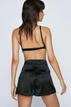 Premium Bonded Satin Fringe Short 17 Premium Bonded Satin Fringe Short -Nasty Gal Sales Store womens black premium bonded satin fringe short 1 5