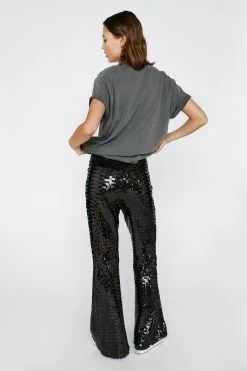 Premium Disco Sequin Flare -Nasty Gal Sales Store womens black premium disco sequin flare 8