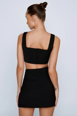 Premium Tailored Cropped Corset Top -Nasty Gal Sales Store womens black premium tailored cropped corset top 5