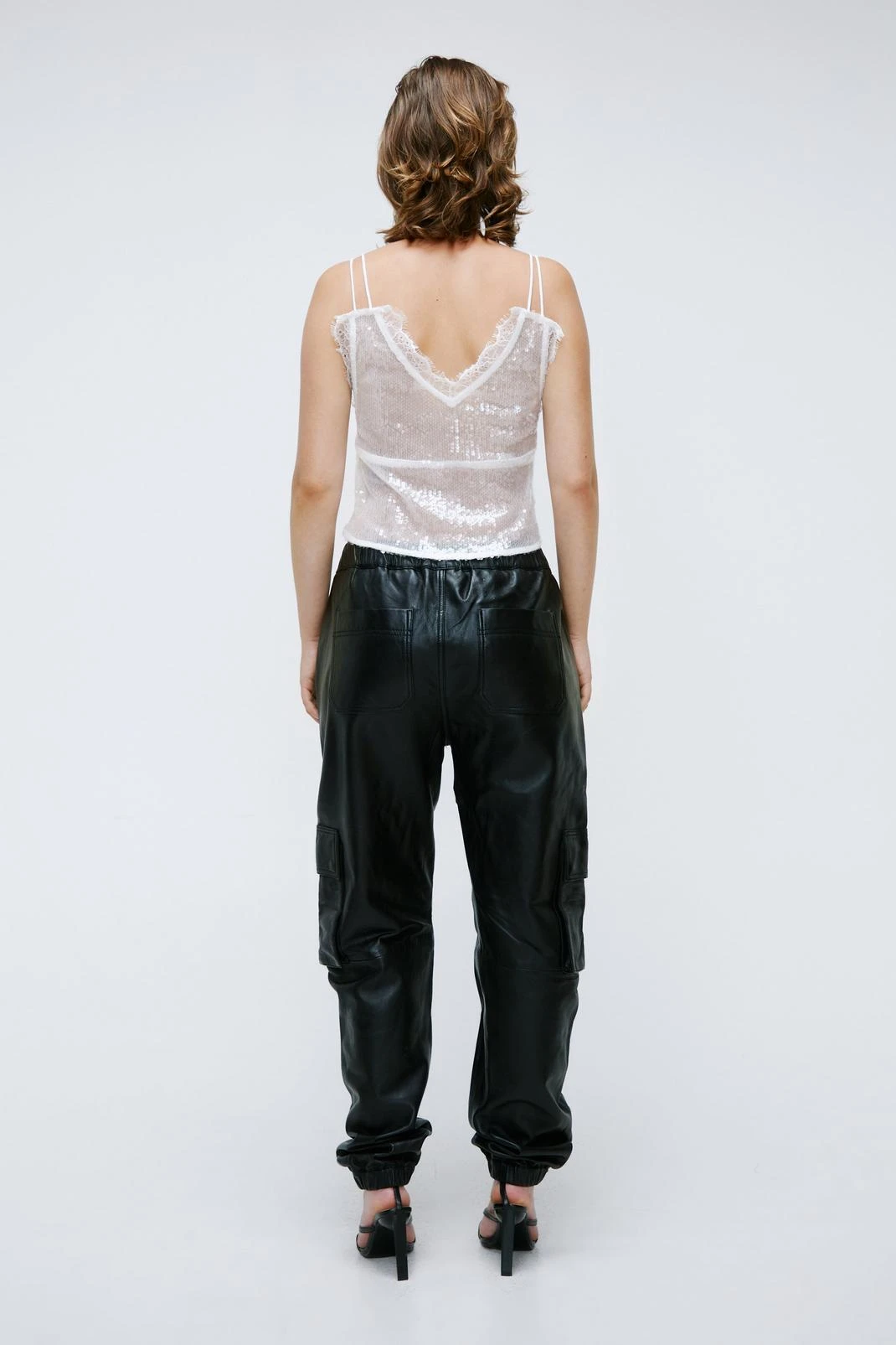 Real Leather Pocket Detail Cargo Pants - Image 3