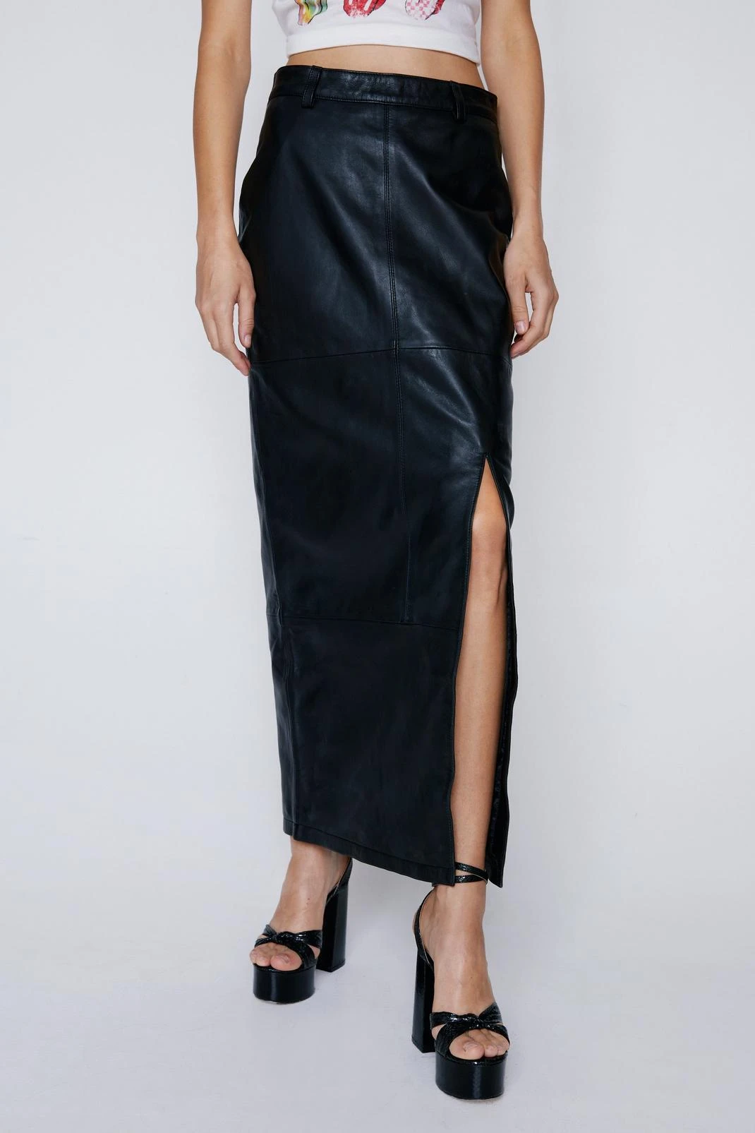 Real Leather Side Split Maxi Skirt 4 Real Leather Side Split Maxi Skirt - Image 2