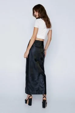 Real Leather Side Split Maxi Skirt 8 Real Leather Side Split Maxi Skirt -Nasty Gal Sales Store womens black real leather side split maxi skirt 2