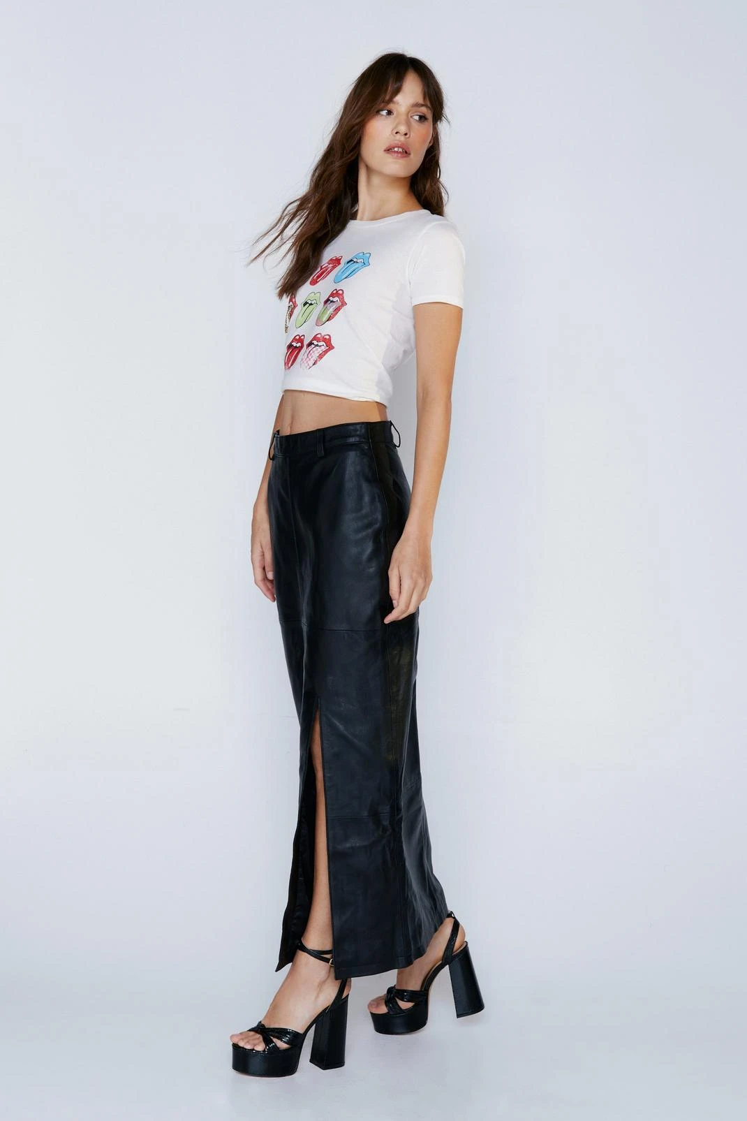 Real Leather Side Split Maxi Skirt 3 Real Leather Side Split Maxi Skirt
