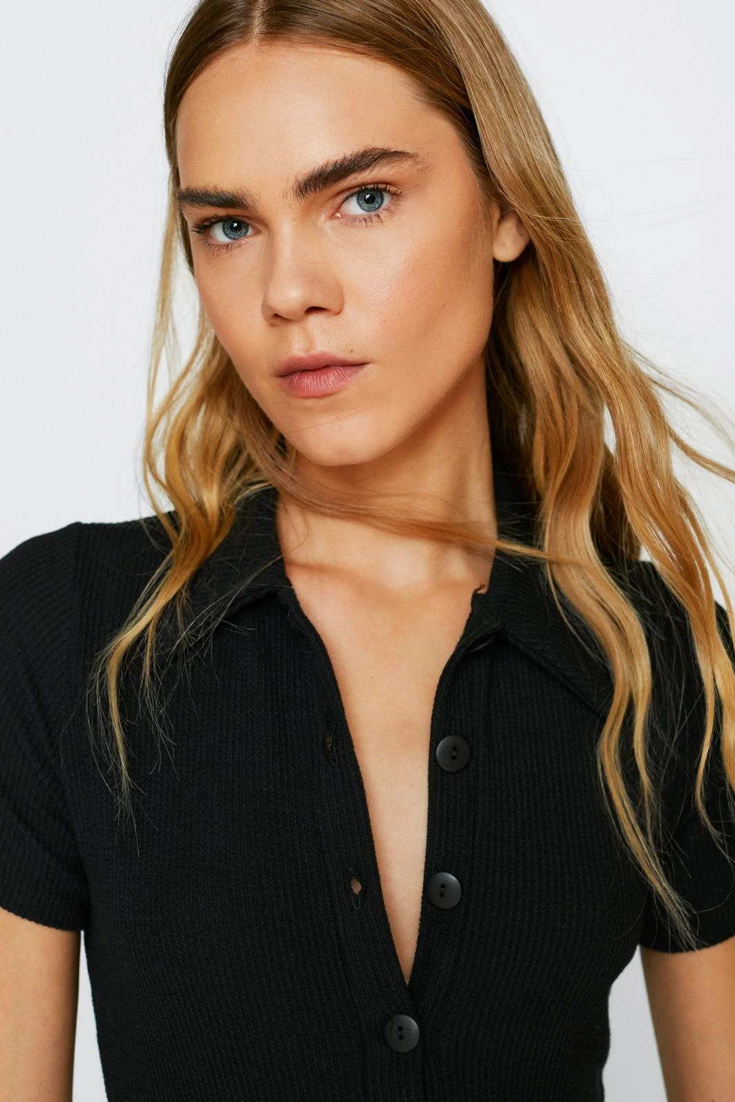 Ribbed Collar Button Up Jumpsuit 5 Ribbed Collar Button Up Jumpsuit - Image 3