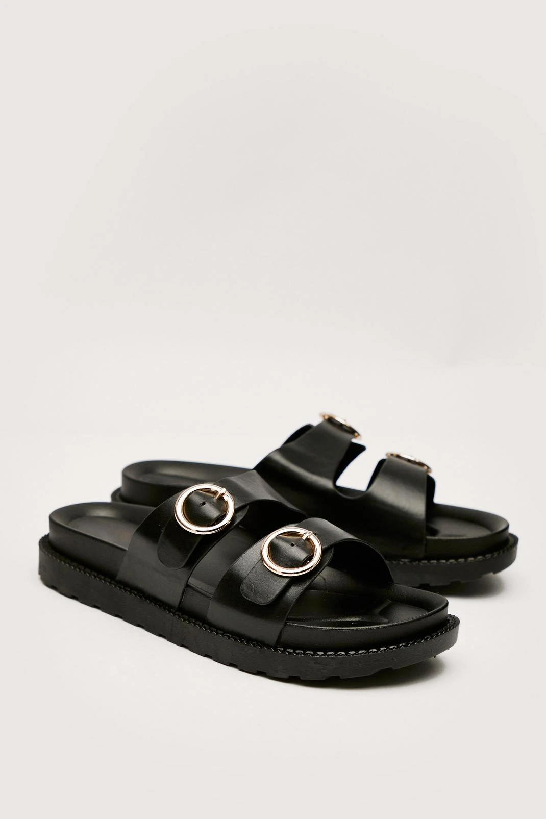 Round Double Buckle Moulded Footbed Sandals - Image 2