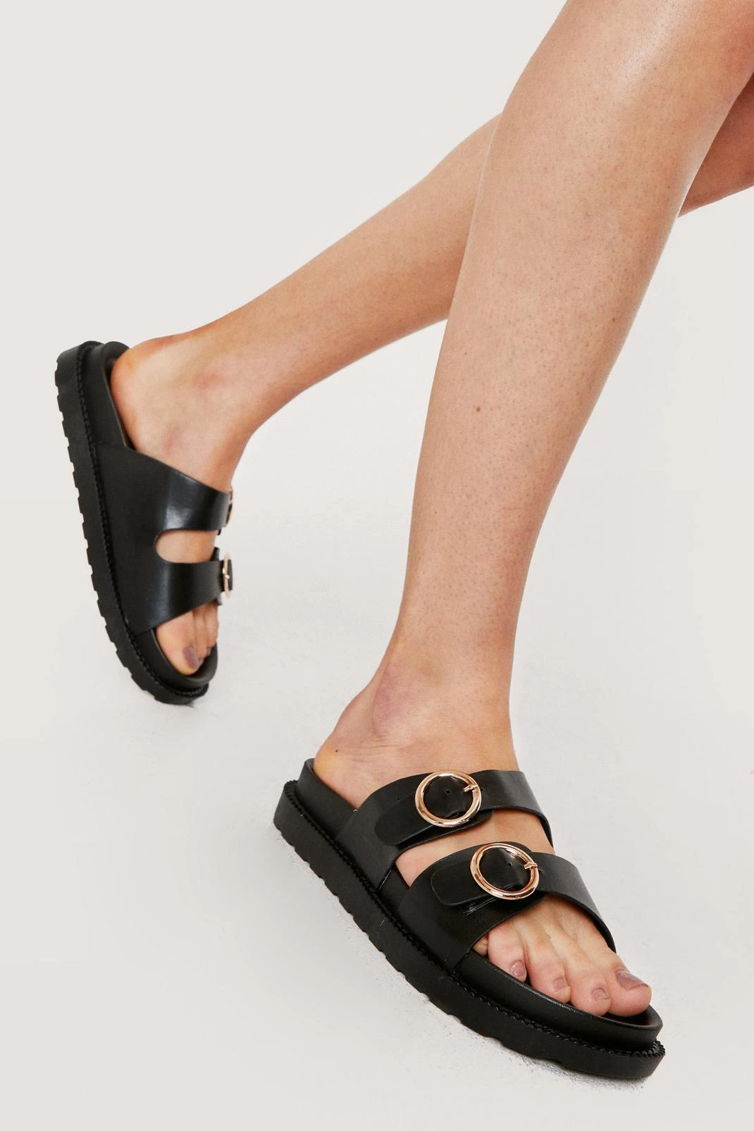 Round Double Buckle Moulded Footbed Sandals - Image 7