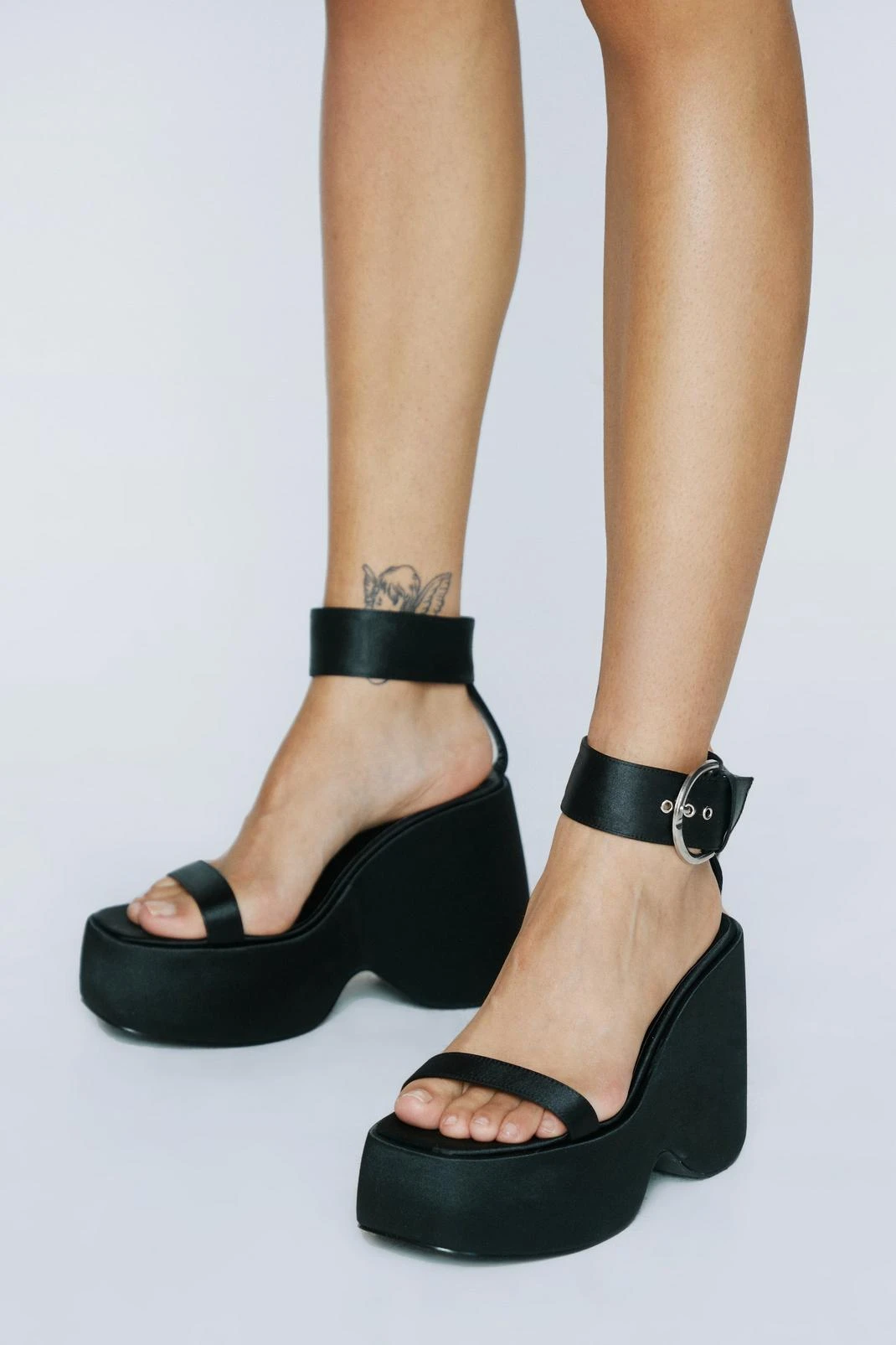 Satin 2 Part Buckle Detail Wedge - Image 3