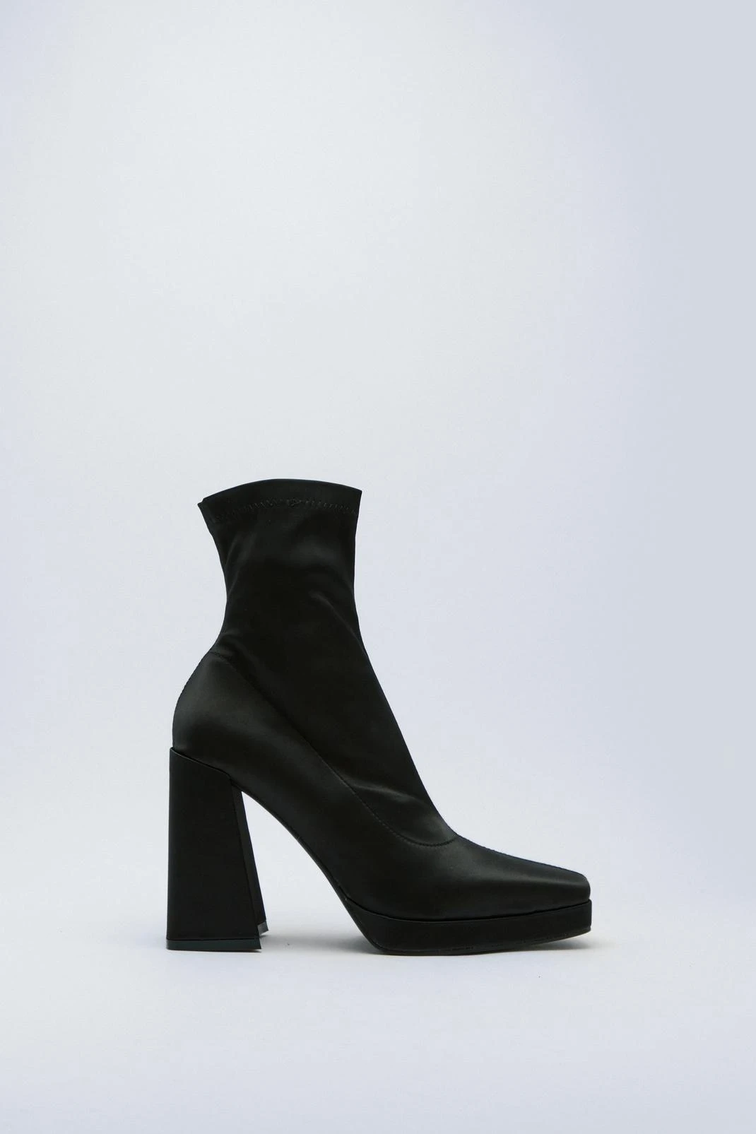 Satin Square Toe Ankle Sock Boot - Image 2