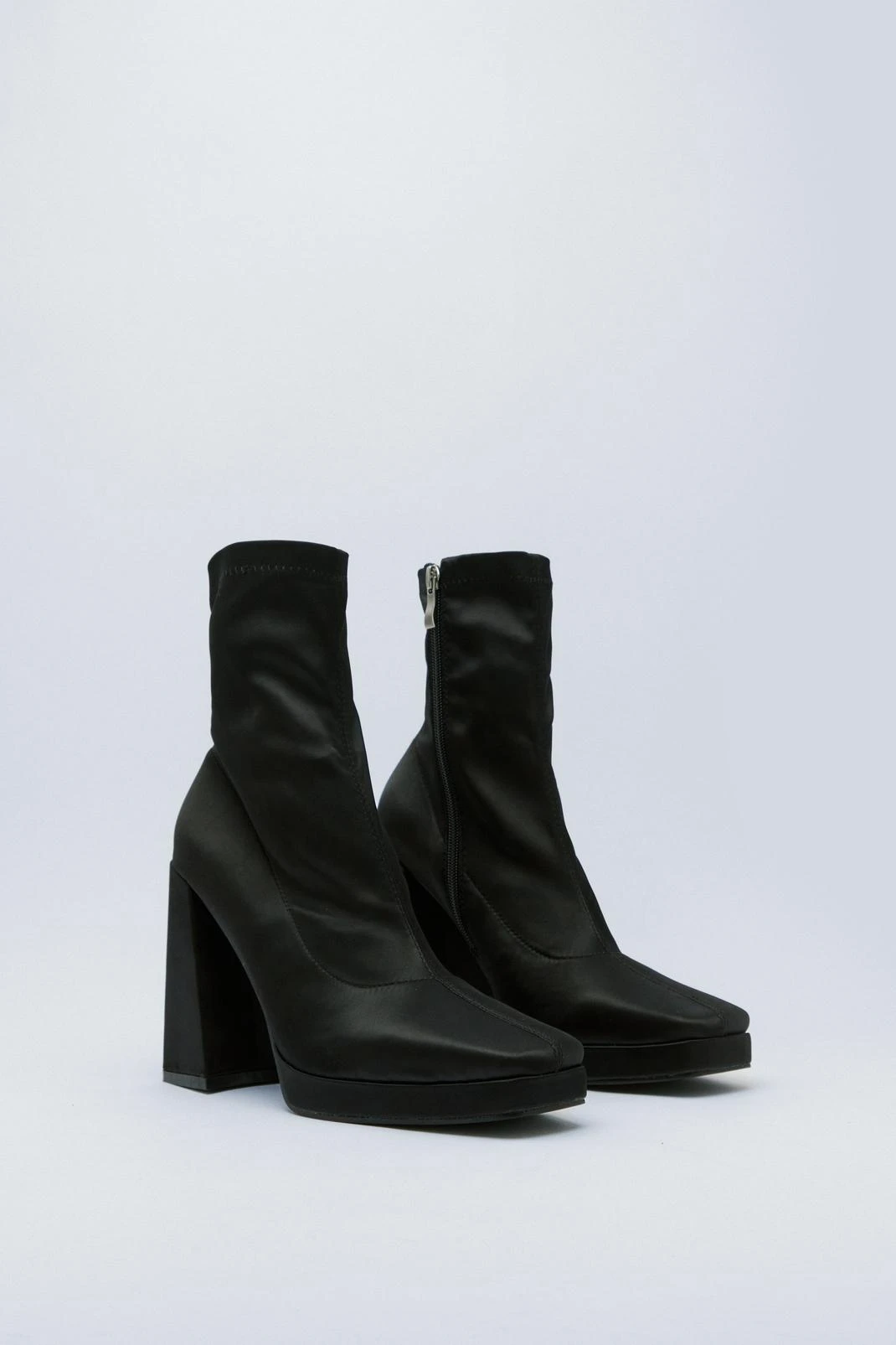 Satin Square Toe Ankle Sock Boot - Image 3