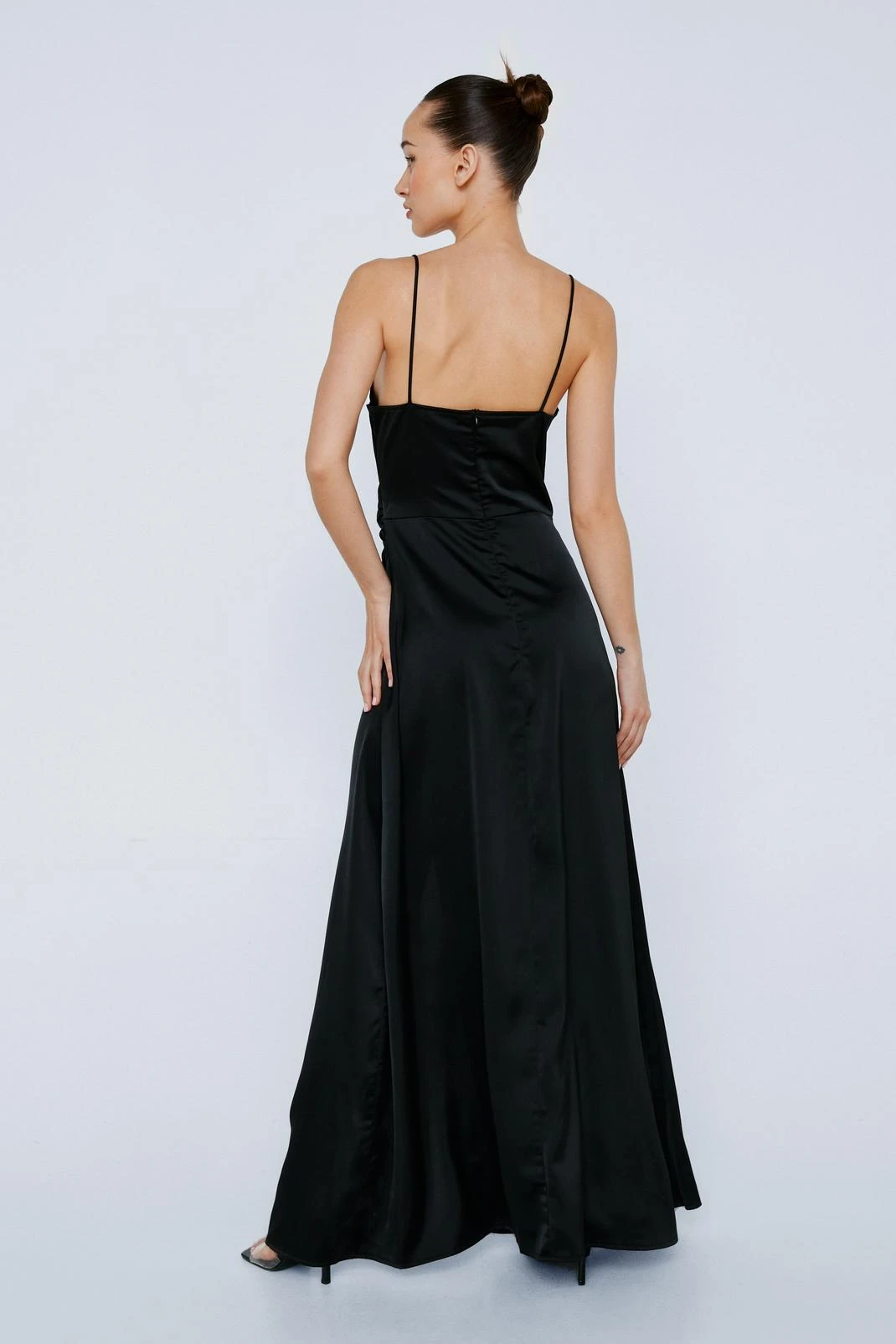 Satin V Neck Wrap Maxi Dress - Image 12