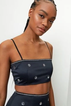 Sequin Detail Cropped Strappy Bralette