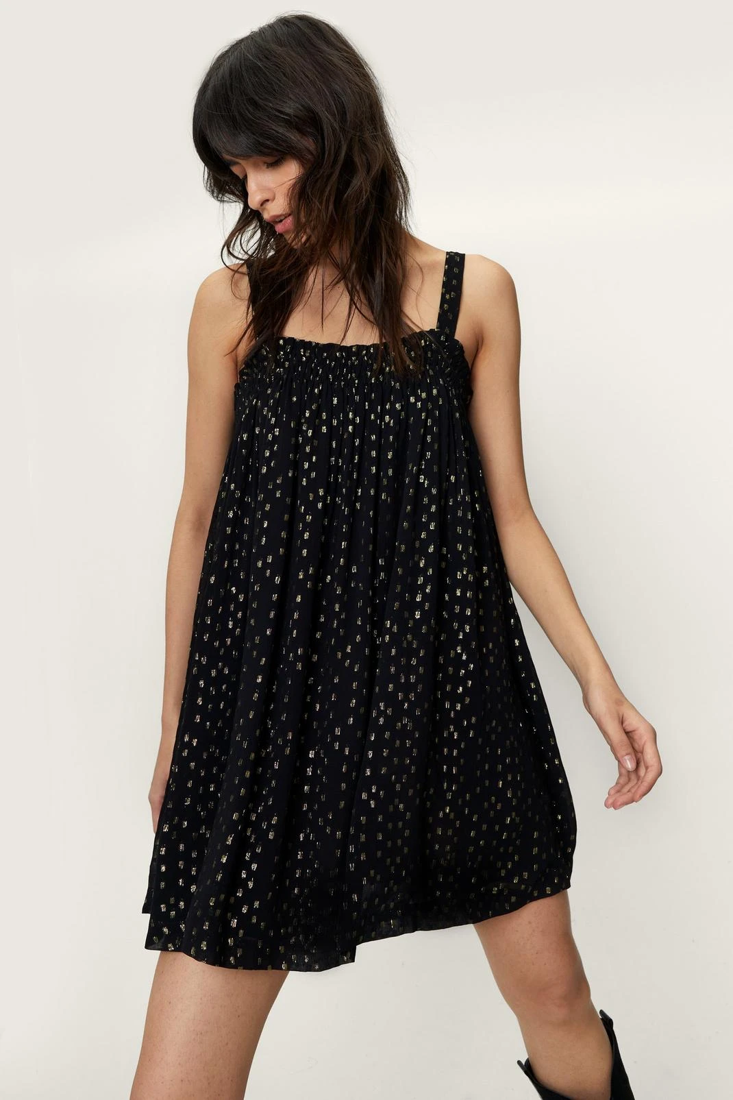 Spot Strappy Smock Mini Dress - Image 4