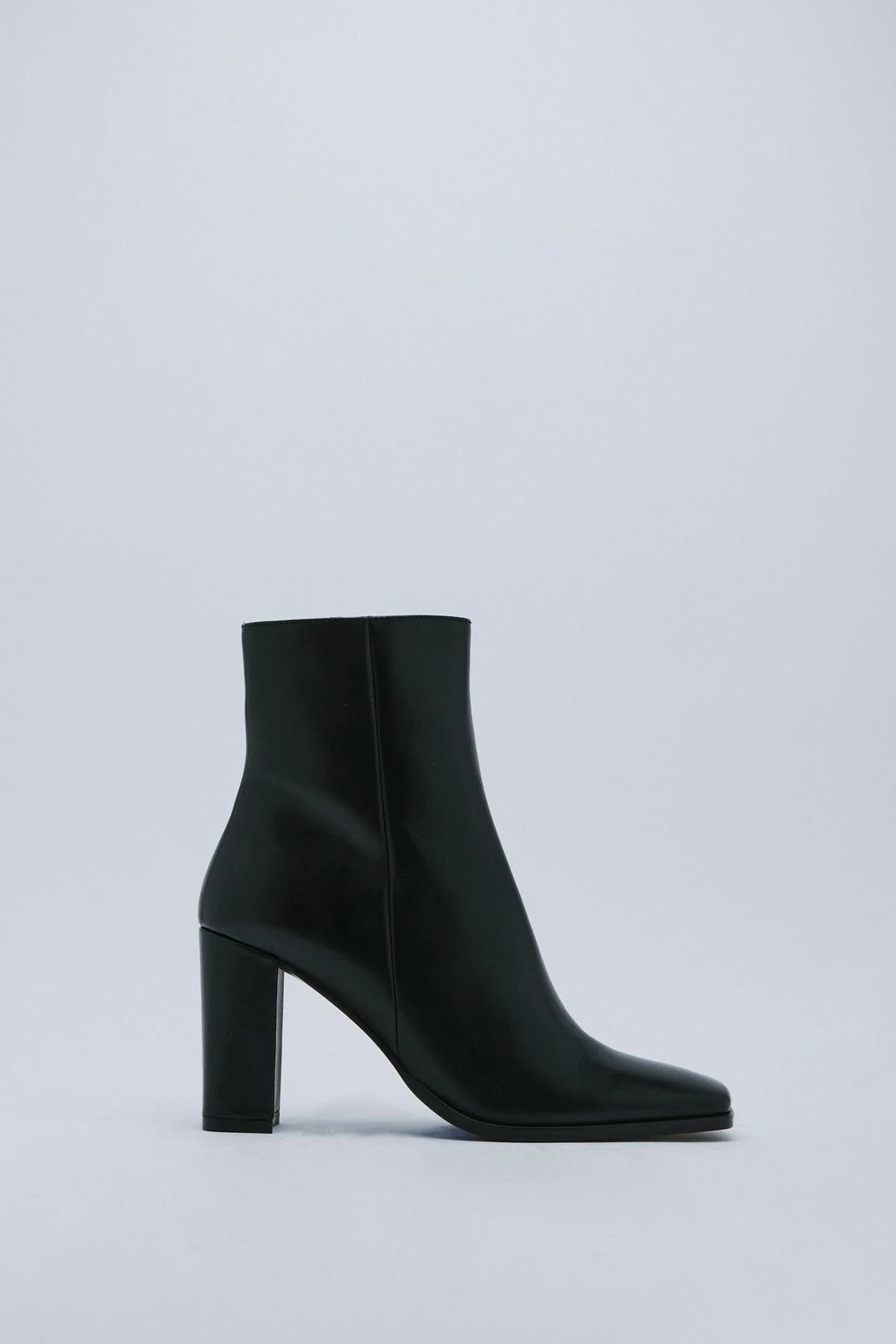 Square Toe Heeled Leather Ankle Boots - Image 2