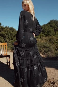 Star Tiered Plunge Maxi Dress -Nasty Gal Sales Store womens black star tiered plunge maxi dress 1