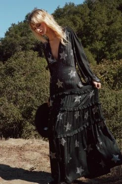 Star Tiered Plunge Maxi Dress -Nasty Gal Sales Store womens black star tiered plunge maxi dress 3
