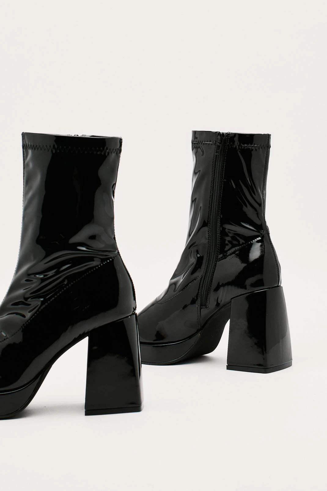 Stretch Patent Platform Sock Boots - Image 3