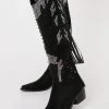 Studded Diamante Faux Suede Cowboy Boots