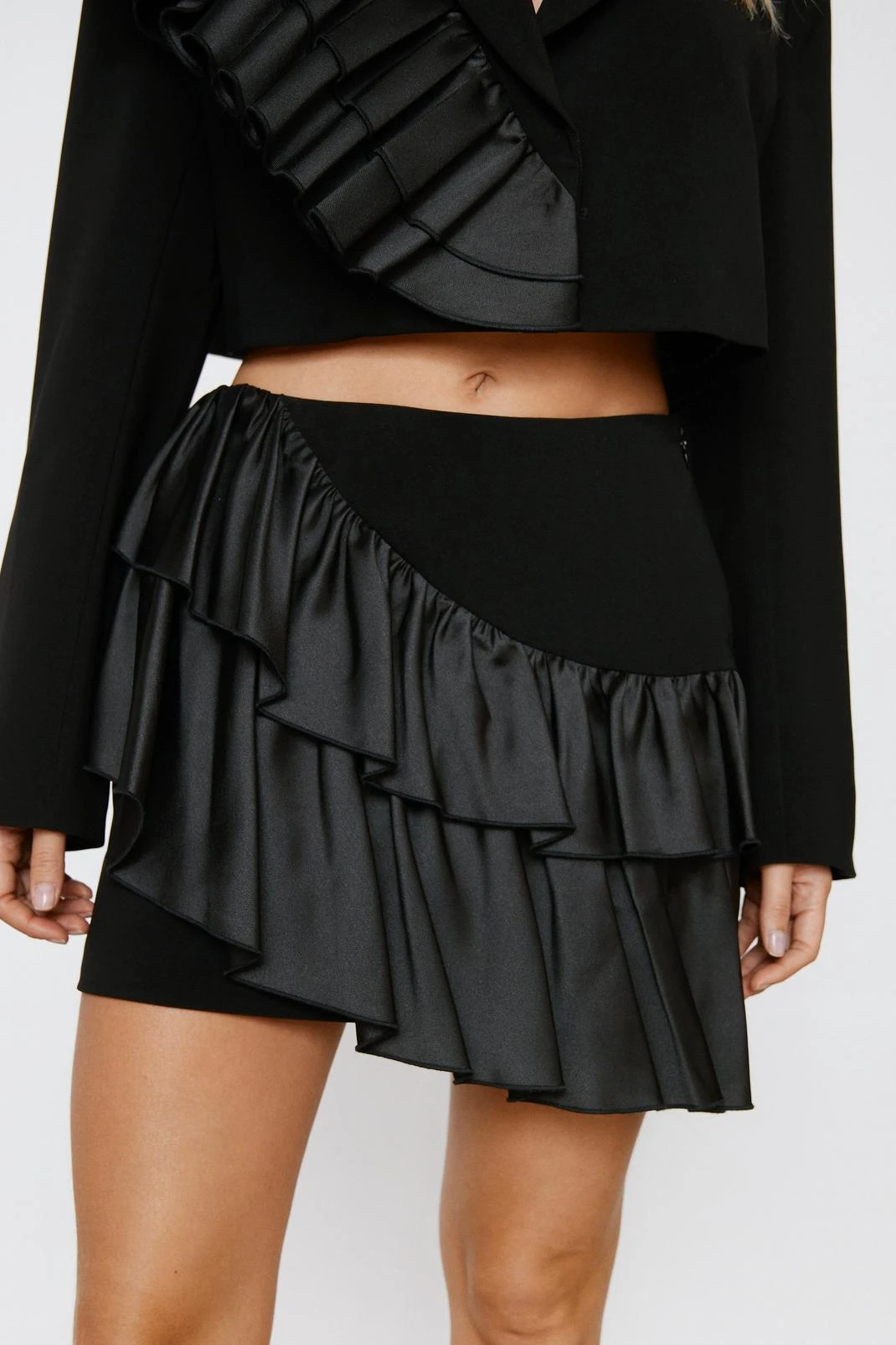 Taffeta Ruffle Detail Mini Skirt - Image 2