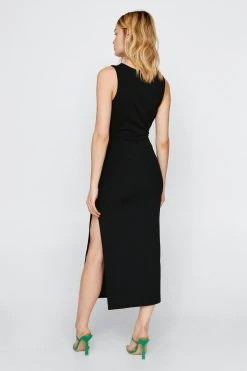 Twist Front Cut Out Split Midi Dress 8 Twist Front Cut Out Split Midi Dress -Nasty Gal Sales Store womens black twist front cut out split midi dress 2