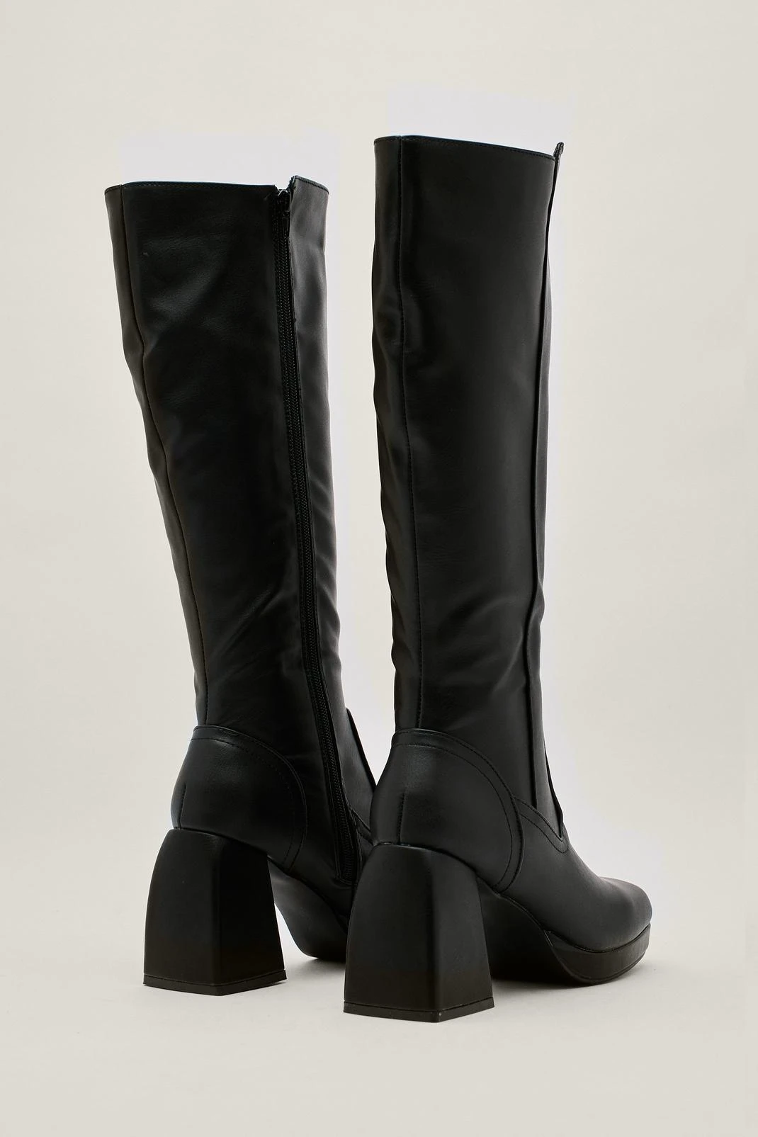 Wide Fit Faux Leather Knee High Boots - Image 2
