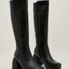 Wide Fit Faux Leather Knee High Boots