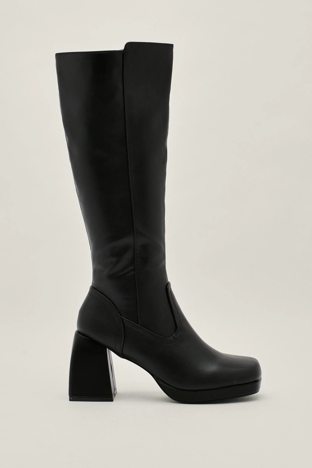 Wide Fit Faux Leather Knee High Boots - Image 4