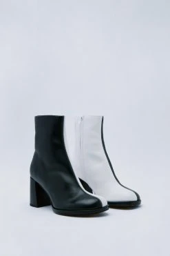 Alternative view of Leather Two Tone Round Toe Ankle Boots