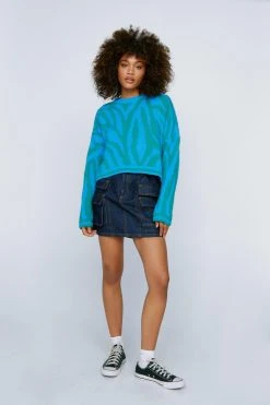 Brushed Knit Contrast Zebra Print Sweater