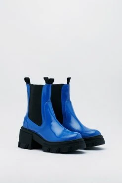 Crinkle Patent Chunky Chelsea Boots 8 Crinkle Patent Chunky Chelsea Boots -Nasty Gal Sales Store womens blue crinkle patent chunky chelsea boots 2