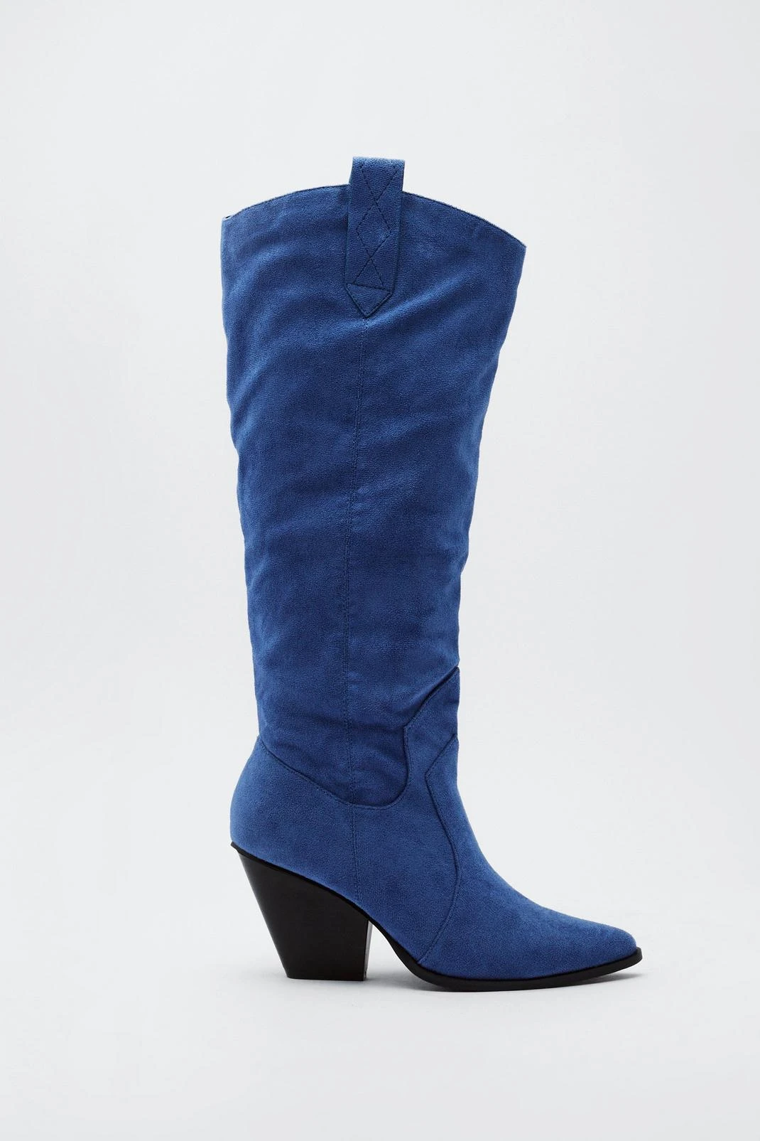 Faux Suede Knee High Cowboy Boots - Image 2