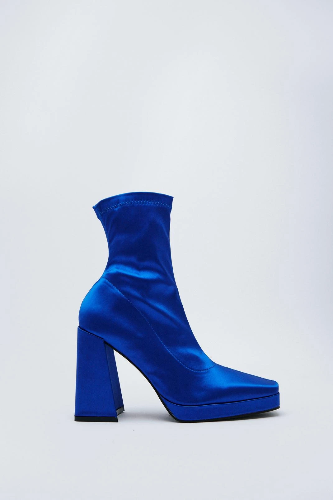 Satin Square Toe Ankle Sock Boot - Image 2