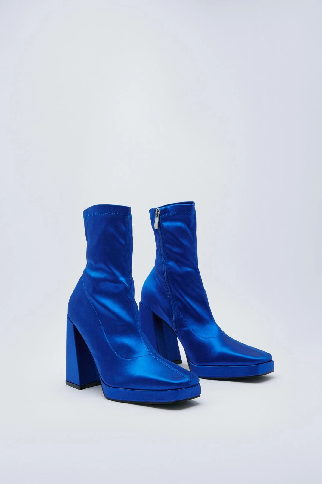 Satin Square Toe Ankle Sock Boot - Image 3