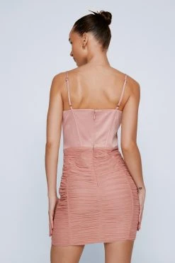 Mesh Structured Corset Mini Dress -Nasty Gal Sales Store womens blush mesh structured corset mini dress 2