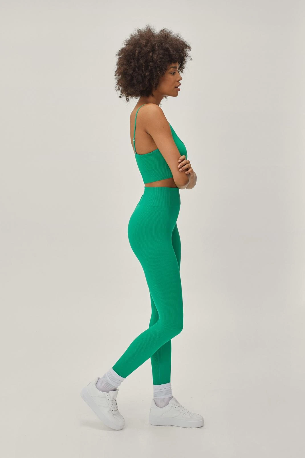 Seamless Sculpted Yarn Bralet And Full Length Legging Set
