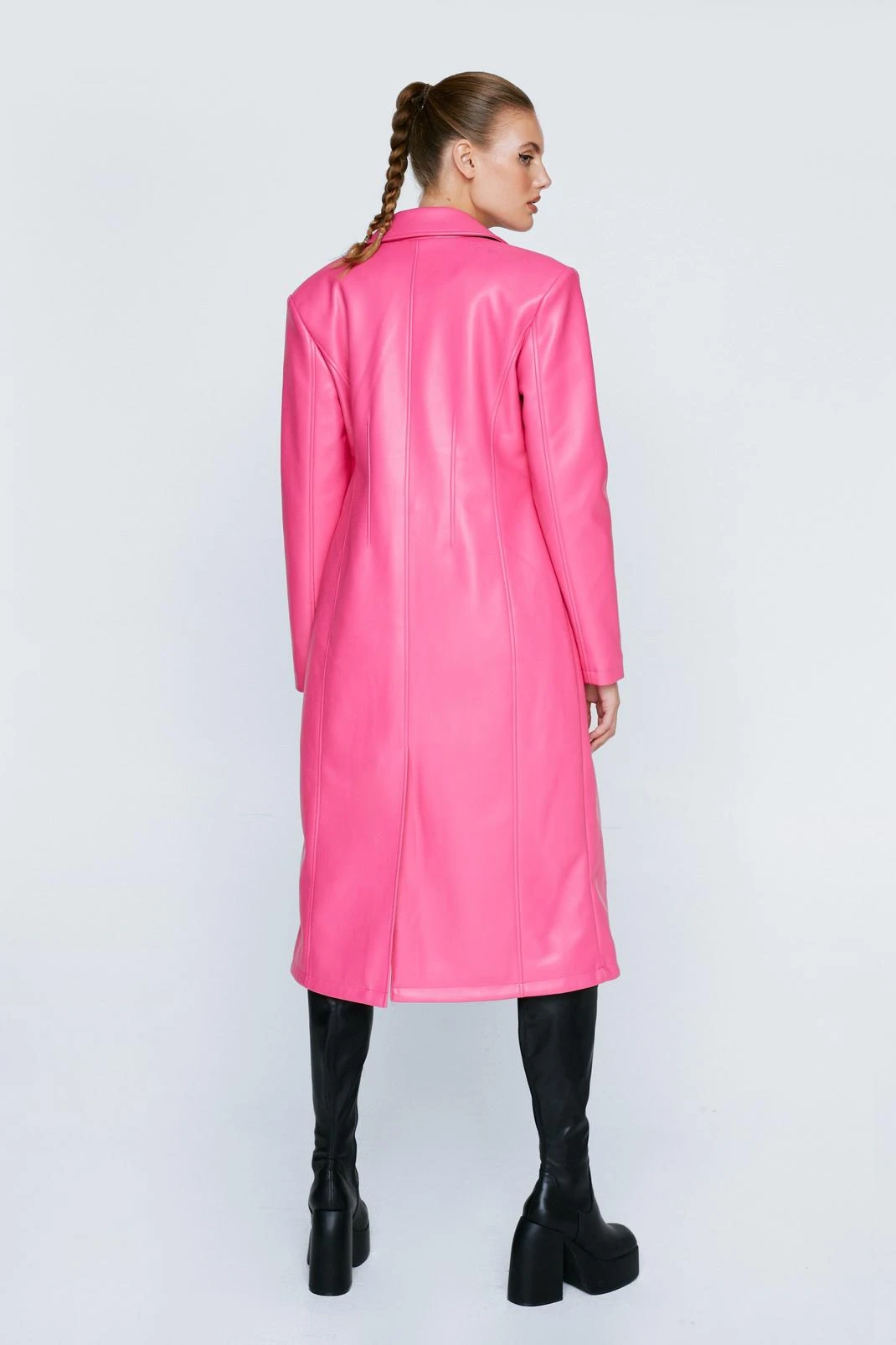 Premium Faux Leather Longline Coat 5 Premium Faux Leather Longline Coat - Image 3